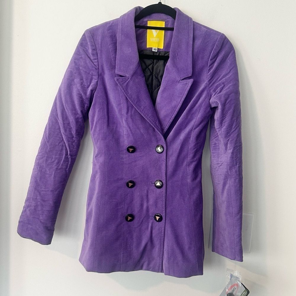 Vaute Vegan Purple Double Breasted Blazer XS NEW